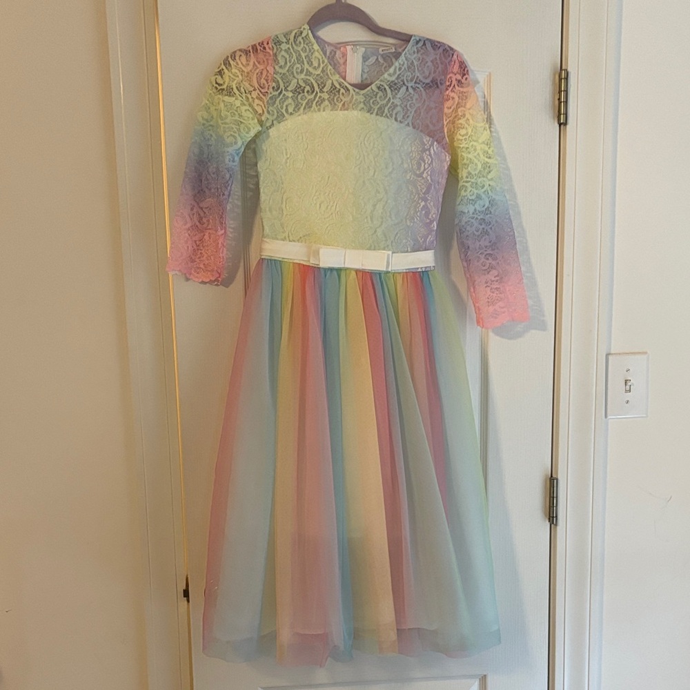 Amazon Multicolor Lace and Tulle Kids Formal Dress